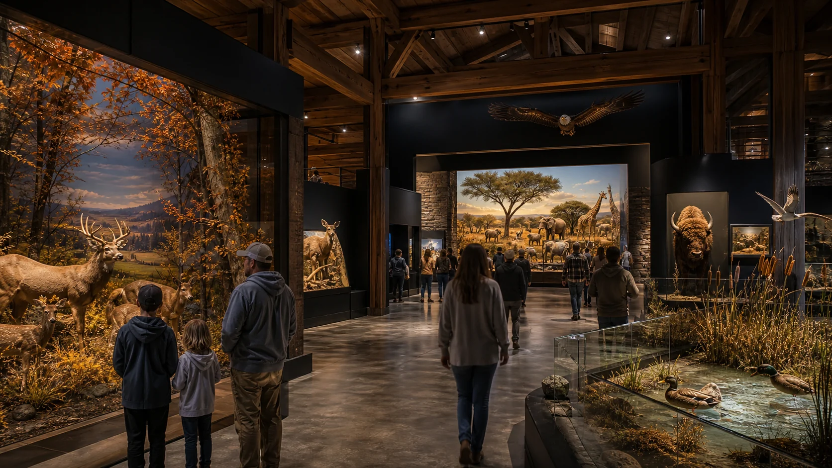 Concept visualization of families exploring future museum exhibits